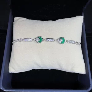 Elegant Green Blossom Bracelet – 925 Sterling Silver