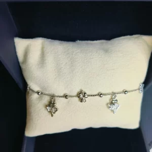 Elegant Leaf & Clover Charm Bracelet – 925 Sterling Silver