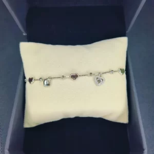 925 Sterling Silver Multi Heart Charm Bracelet