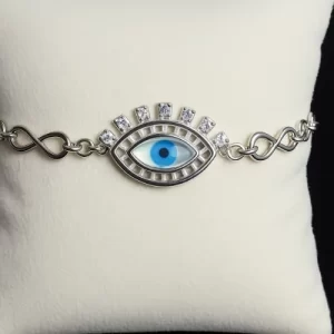 Evil Eye & Infinity Symbol Bracelet – 925 Sterling Silver